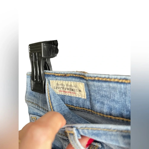 LEVI’S 721 Blue Striped Denim Jeans High Rise Straight WOMENS SIZE 25 - Picture 4 of 7